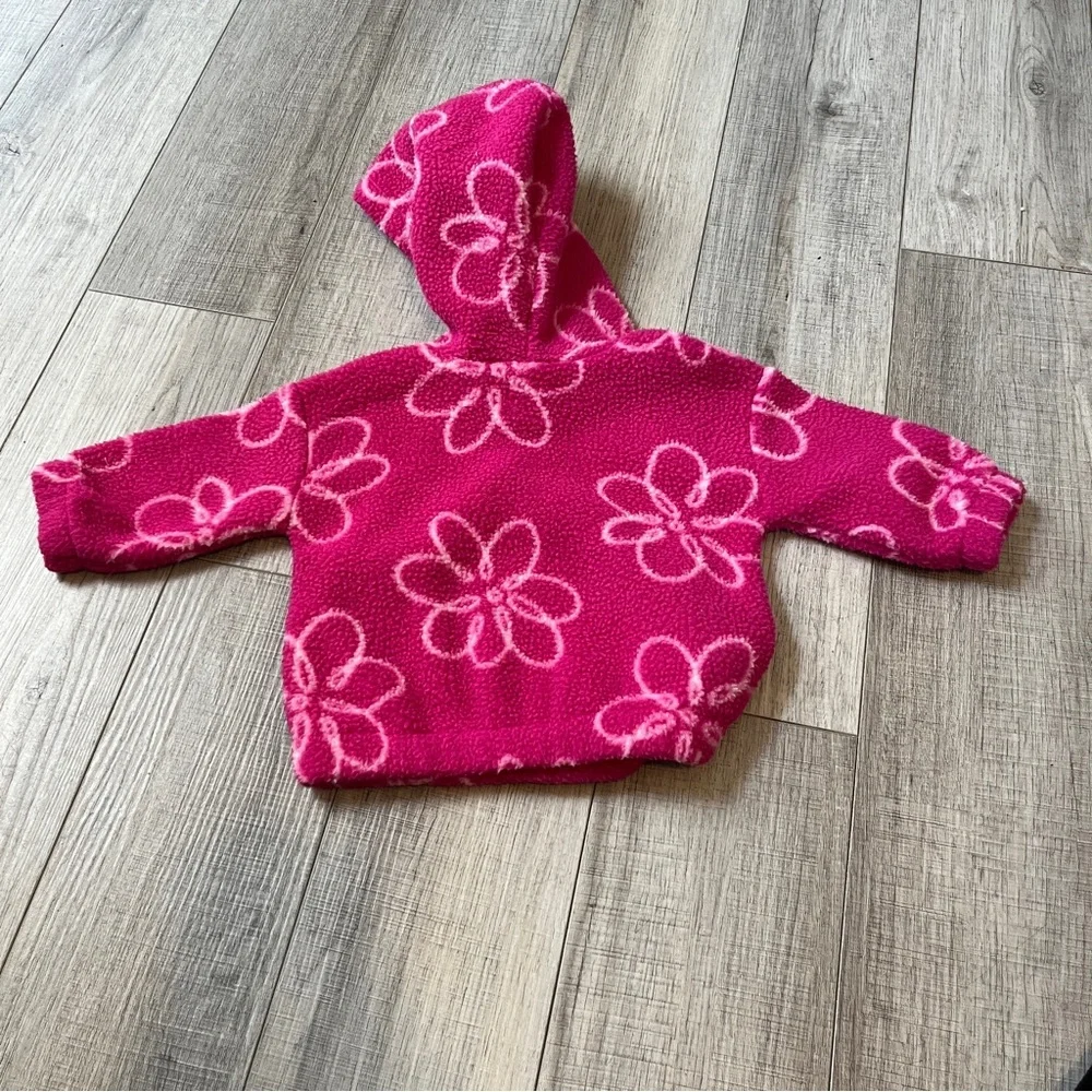 Carter’s Pink Floral Fleece Baby Hoodie - Size 9M - Cozy Floral Fall Winter Cute